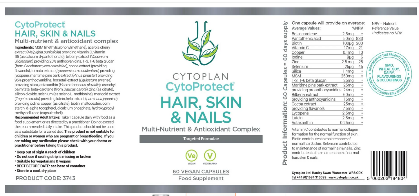 Cytoprotect Hair, Skin, Nails - 60 caps