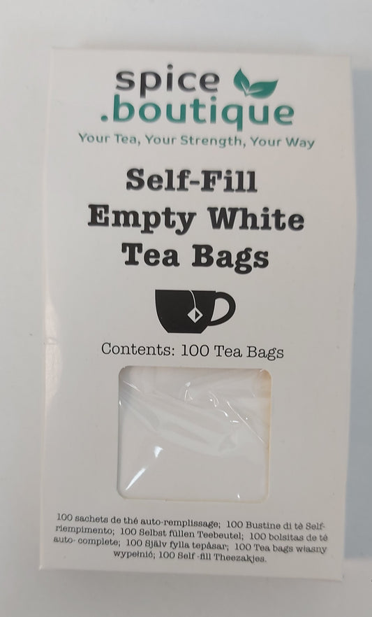 Empty White Biiodegradable Tea Bags x 100 (6x8cm)