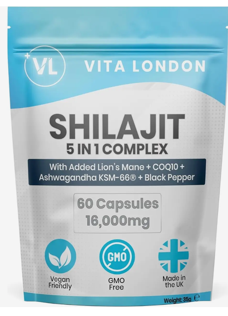 Shilajit Complex 60 Capsules - 5 in 1 With added Lions Mane, Ashwagandha, Coenzyme Q10
